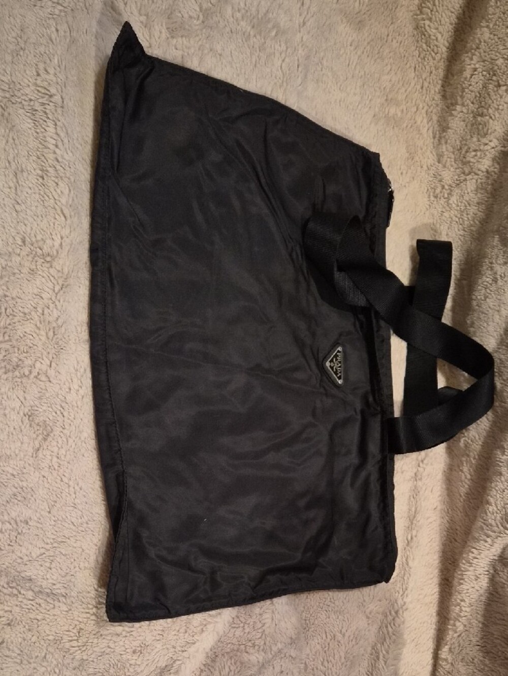 Prada Black Nylon Duffel 14x20 with Logo Plaque Like New! - Picture 5 of 5